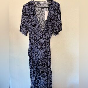 & Other Stories Black and Blue Floral Long Sleeve Dress